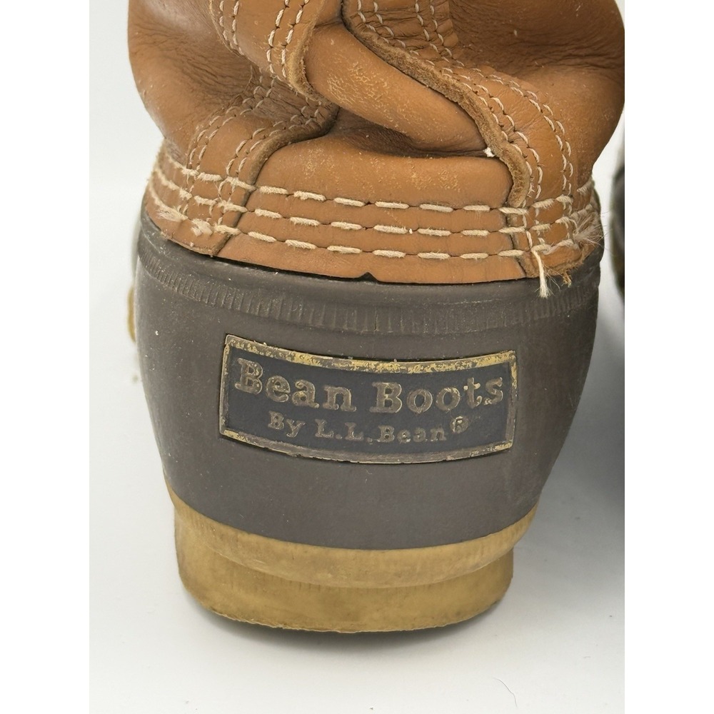 L.L. Bean Bean Boots Mens 7M Women's 8.5 Brown Leather Rubber Duck Boots USA 6" - Picture 6 of 9